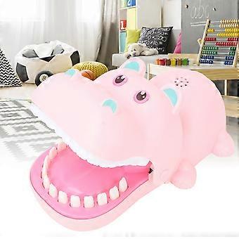 Portatile Cartoon Ippopotamo Bocca con Denti Giocattolo Morso Dito Gioco Da Tavolo Bambini Giocattoli Pink_