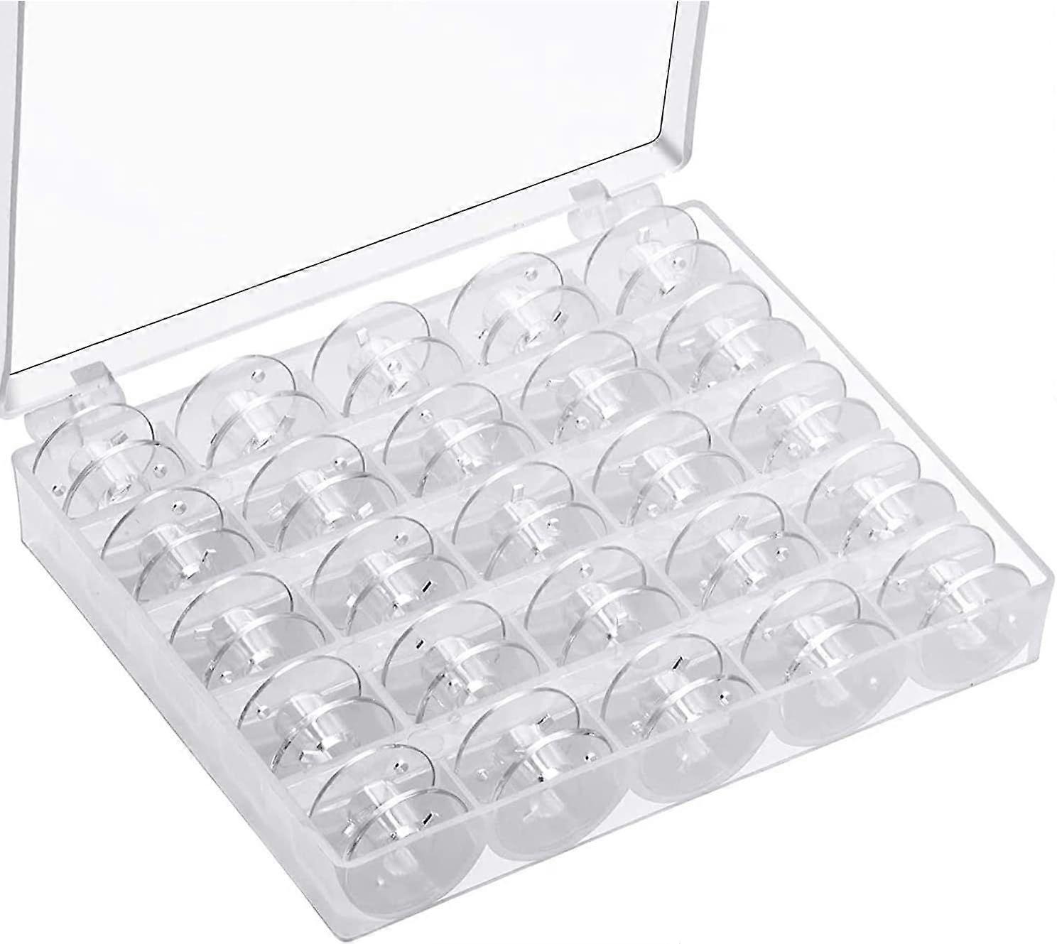 25pcs Clear Sewing Thread Spools, Universal Sewing Thread Spools, Plastic Sewing Thread Spools with Storage Box