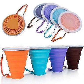 Silicone Collapsible Travel Cup - Silicone Folding Camping Cup with Lids - Expandable Drinking Cup Set - Portable, Color random delivery270ML