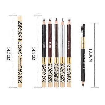 2pcs Leopard Cover Eyebrow Pencil Longlasting Professional Eyebrow Makeup Pencil and Brush (Light Coffee)
