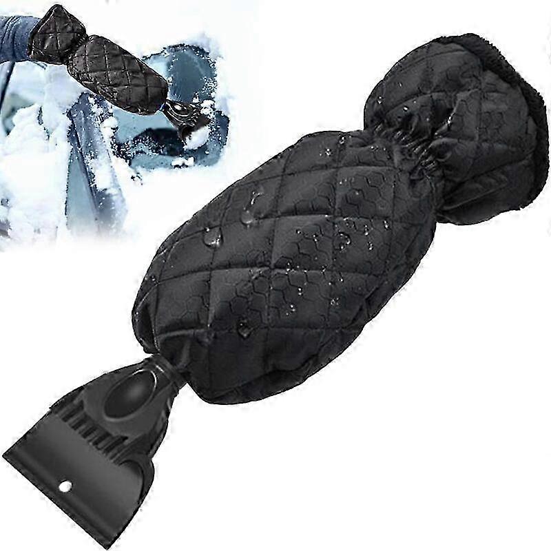 Car Windshield Scraper with Gloves-Snow Removal Scraper (Black)