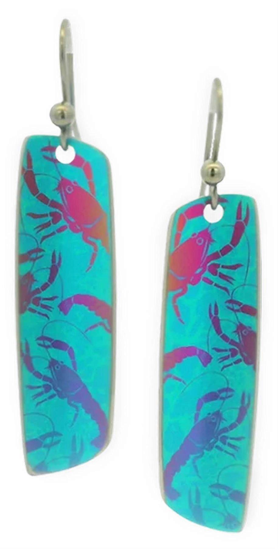 Ti2 Titanium Lobster Drop Earrings - Green