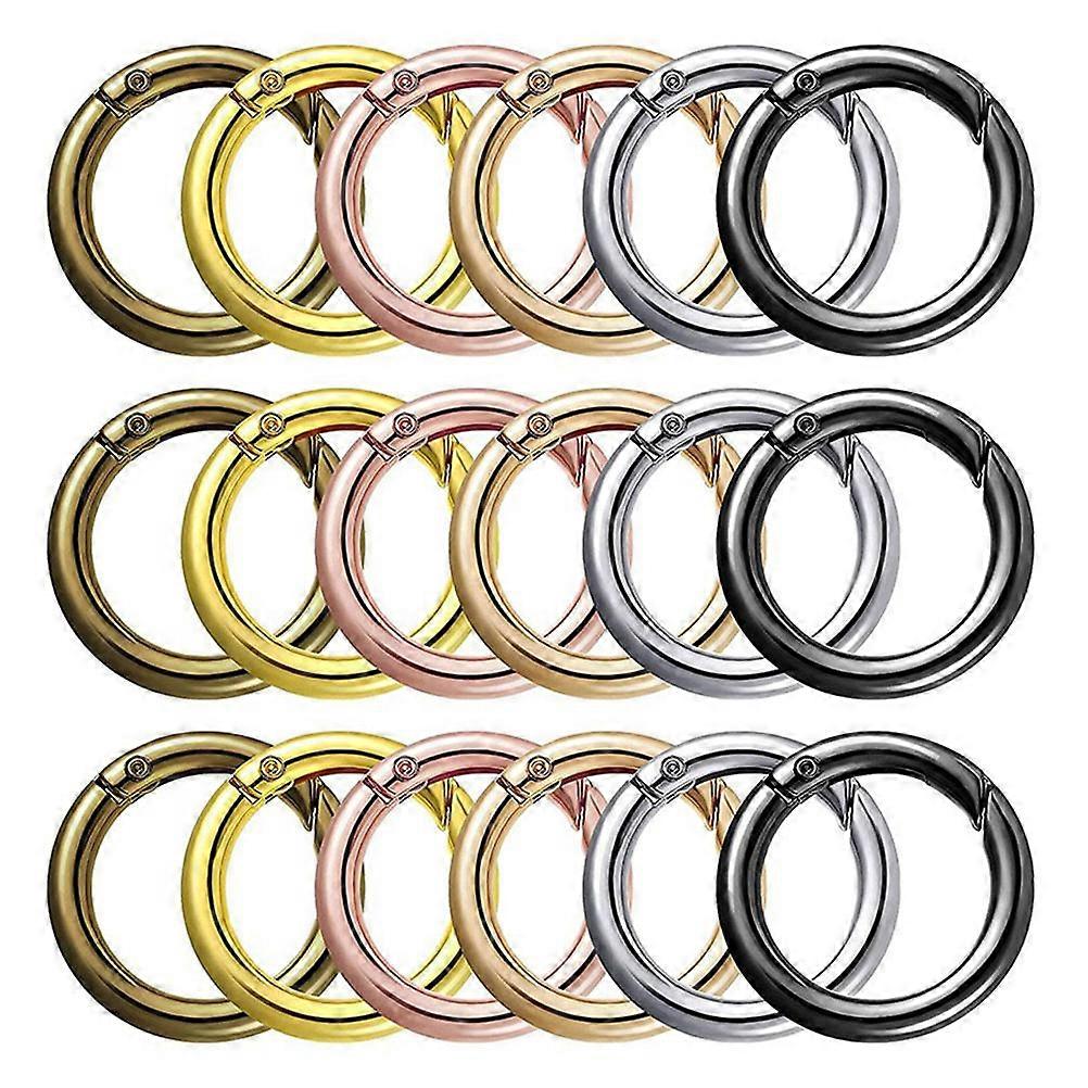 Spring Ring Buckles 18Pcs Round Carabiner Snap Hooks for DIY Projects