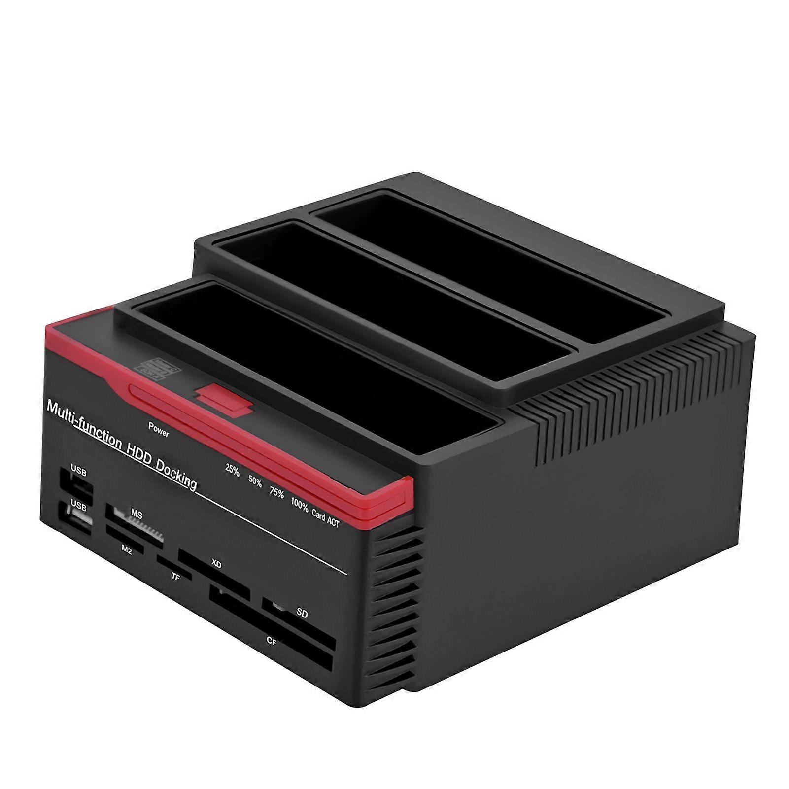 Estação de encaixe para HDD SATA IDE DualBay USB 3.0 de 2,5 polegadas e 3,5 polegadas, leitor de HUB clone offline, plugue AU 100-240V