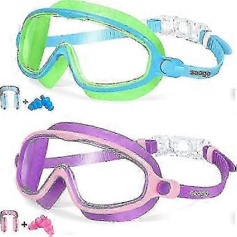 Pack de 2 gafas de natación para niños con protección antivaho y UV - Diseño de amplio campo de visión, aptas para niños de 3 a 14 años, GEN