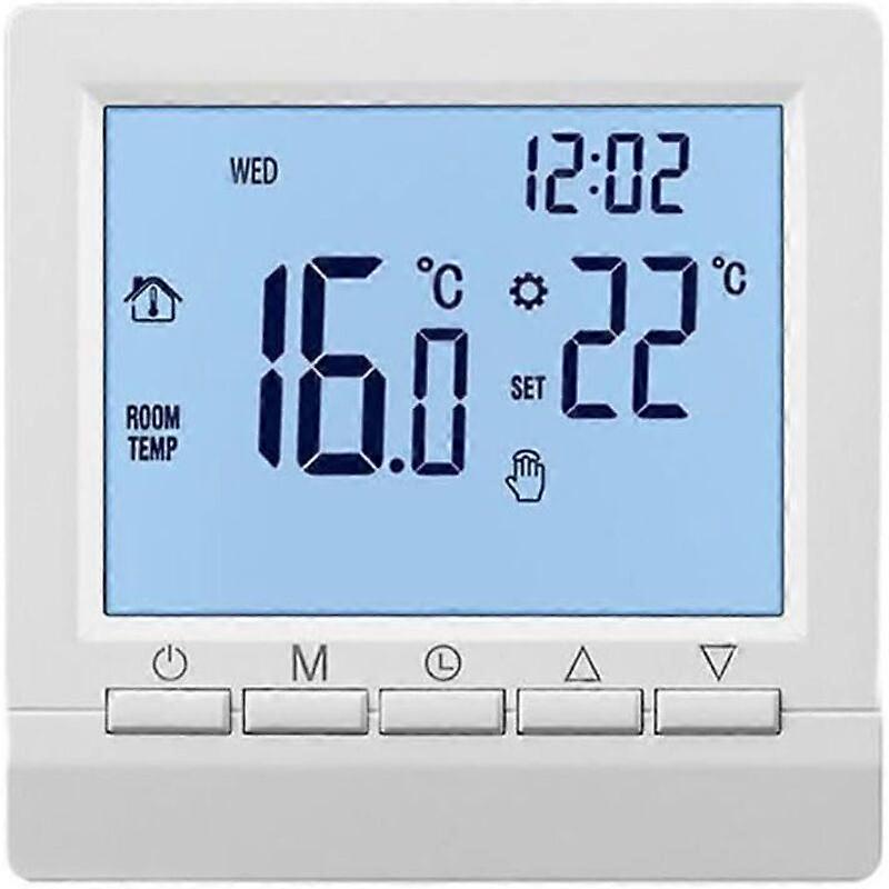 Thermostat, intelligent programmable digital temperature controller, with large LCD screen, for controlling ambient temperature