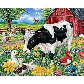 Farms with Cows and Ducks Jigsaw Puzzle for Adults Vibrant Farmsing on Animalswork Gift HAA468