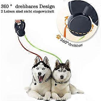 360 verwicklungsfreie einziehbare Leine mit reflektierenden Streifen, Taschenlampe und Müllbeutelspender für Hunde