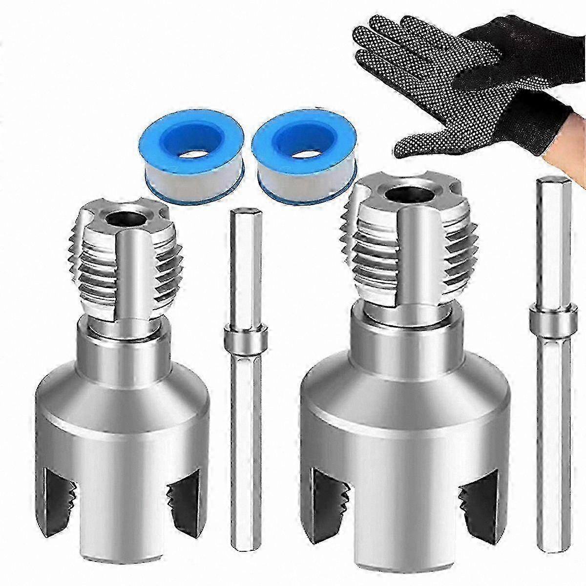 Dual-Function PVC Threading Tool Set 1/2 3/4 Inch