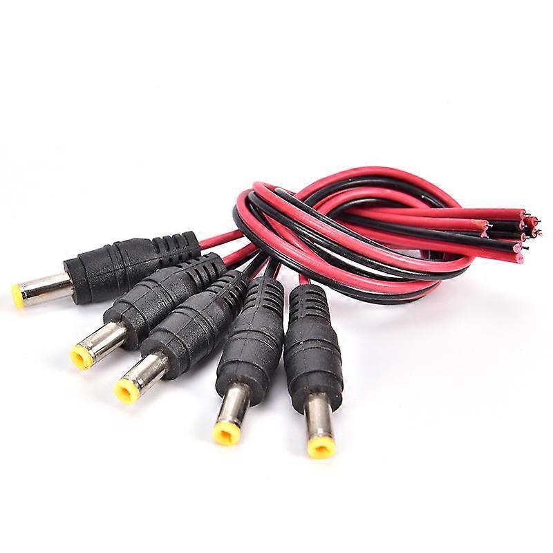 5Pcs 5.5X2.1Mm Maledc Power Socket Jack Plug Connector Cable 12V