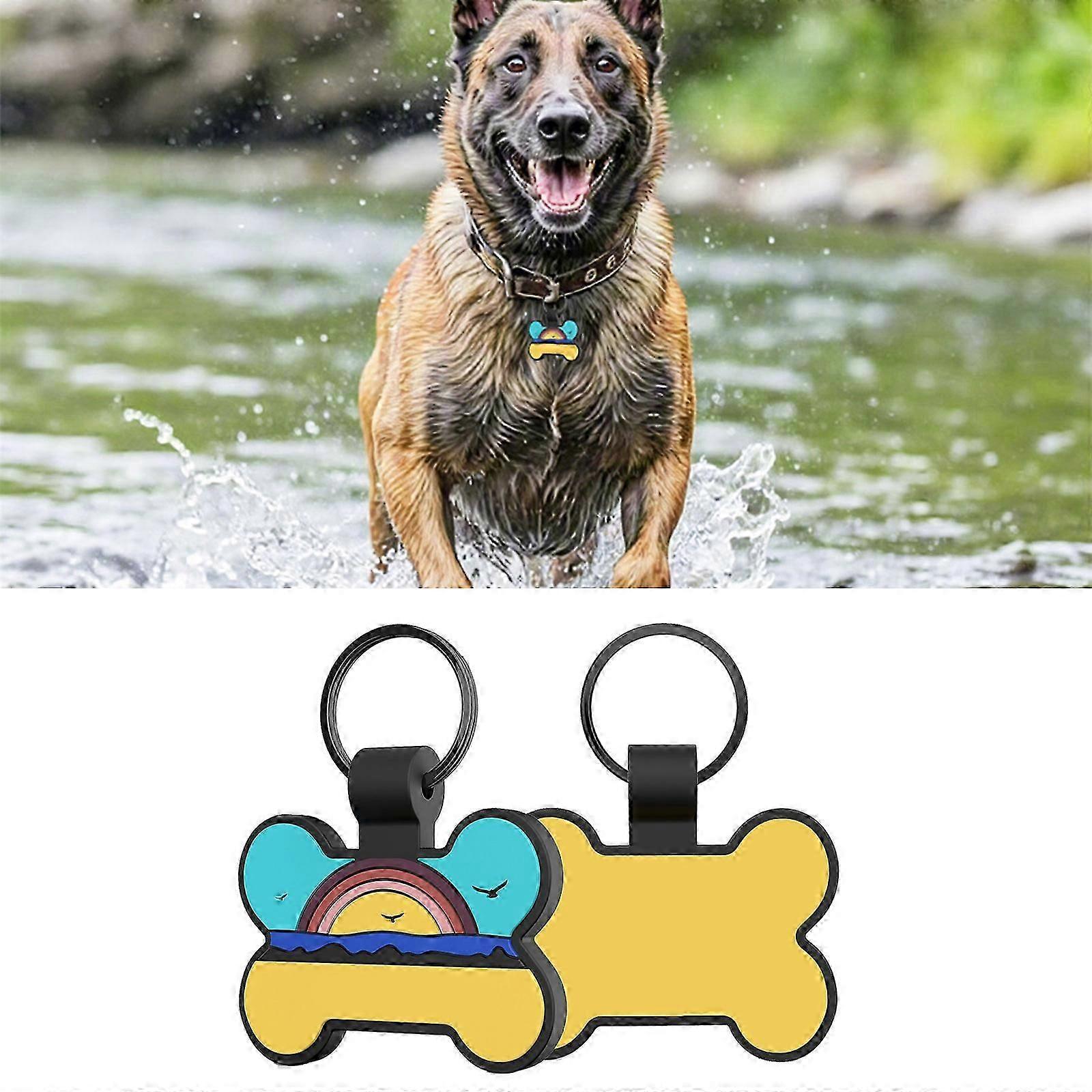Silicone Pet Collar Name Label, Double-Sided Waterproof, Bone Shape