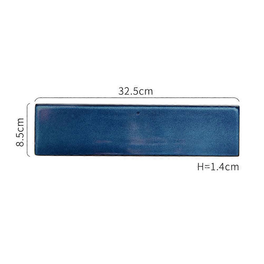 Ceramics Sushi Plate for Kitchen Use Blue Rectangular Tray