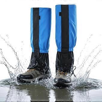 Waterproof Leg Gaiters Light Blue Oxford Fabric for Hiking Skiing Snow Adjustable Durable Fit