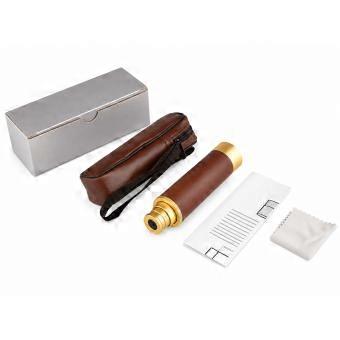 LU2000 25X30 Retro Pirat Teleskop Mini Monokular Teleskop Messing Metall Mono Spionage Spektiv mit Tragetasche Leder