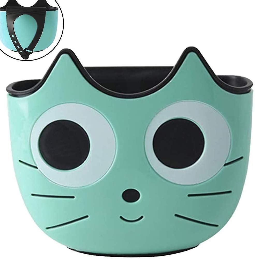 Sponge Holder, Hanging Sink Basket, Drainer Rack Hanging Basket Green Cartoon Cat Pattern Plastic Sink Organizer For Kitchen Bathroom(green)