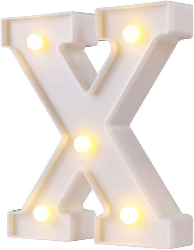 أضواء رسالة ماركيز LED ، شعار رسالة مضيئة مكون من 26 حرفا مثالي لضوء الليل حفلة عيد ميلاد حفل زفاف أضواء ديكور بار المنزل (أبيض ، X)