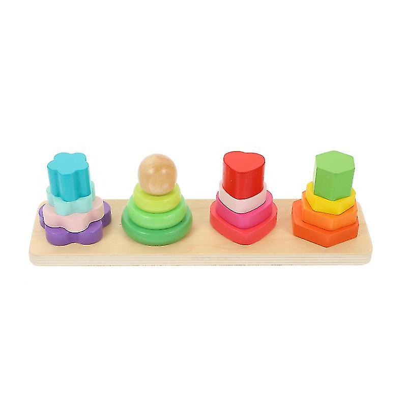 27.3X8x7.5cm Colorful Pretend Lawn & Garden 1 Set Of Geometric Matching Toy Wooden Block Matching To
