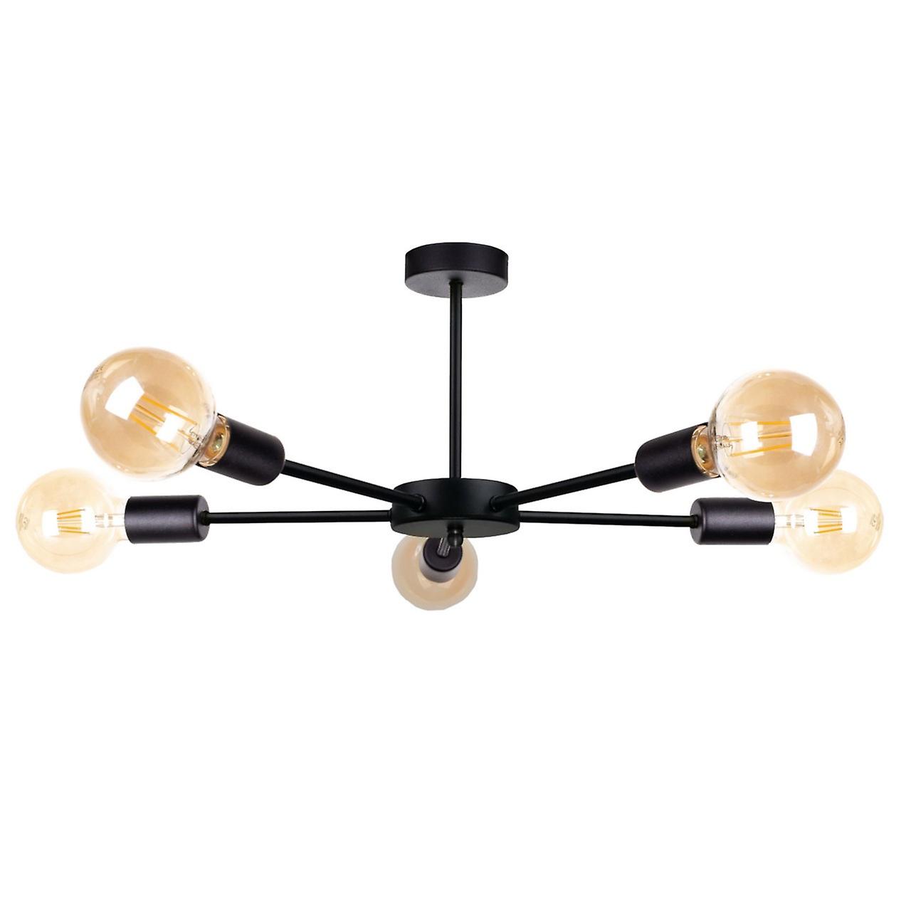Keter Sun Multi Arm Semi Flush Ceiling Light Black, 48cm, 5x E27