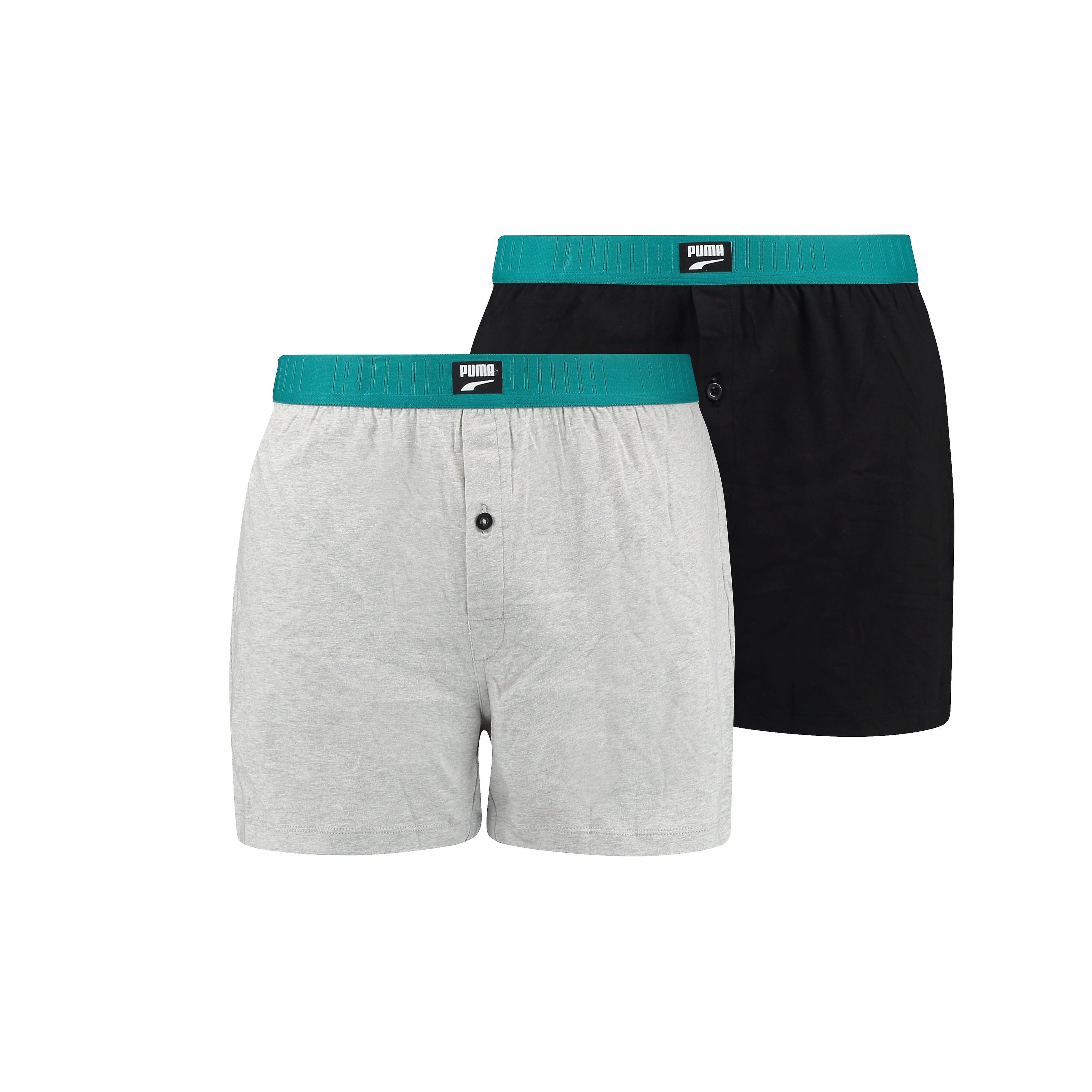 Puma Men's Loose Fit Jersey Boxer 2 Pack - Teal/grey