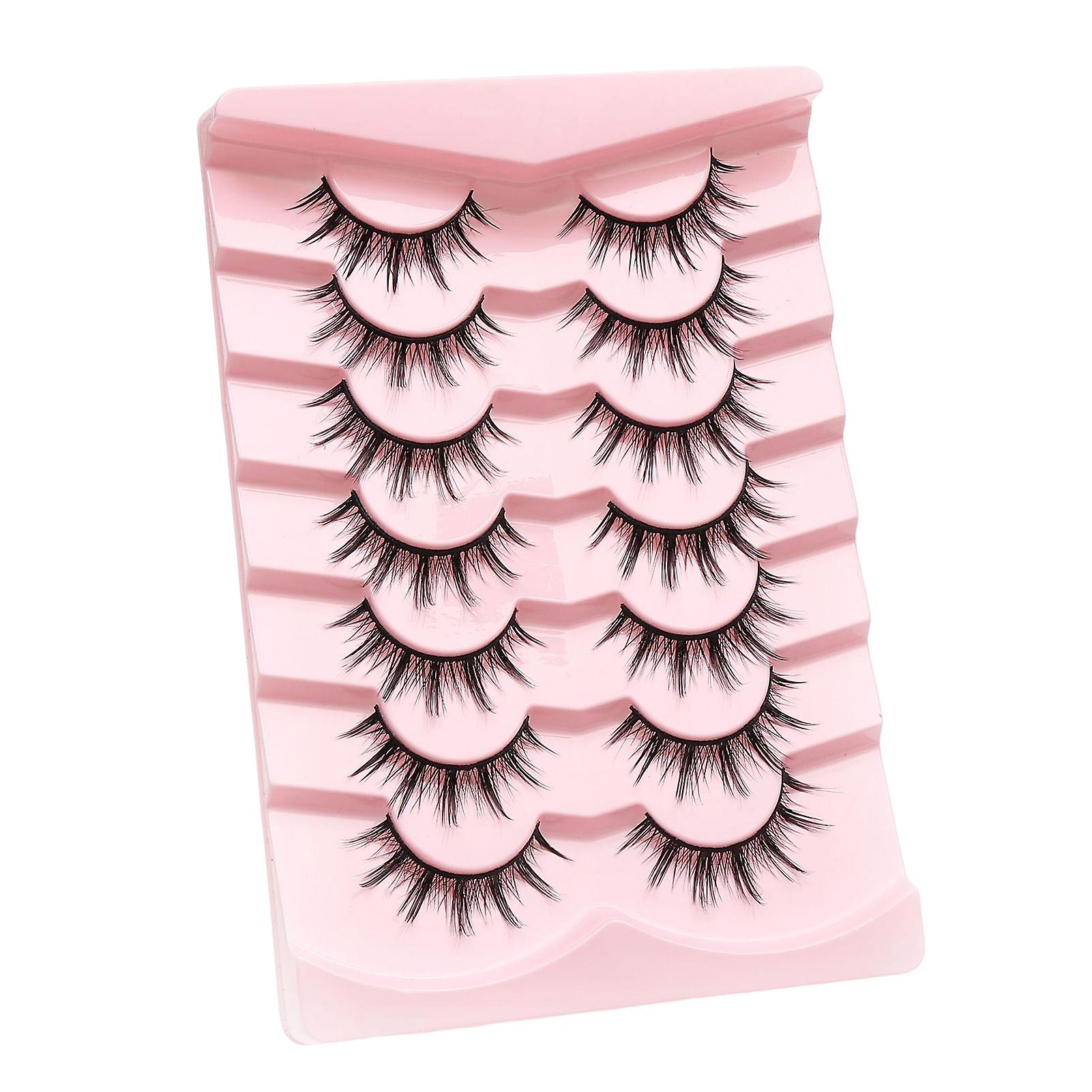 7 Pairs 3d False Lashes Fluffy Soft Cross Lashes Wispy Makeup Eyelashes