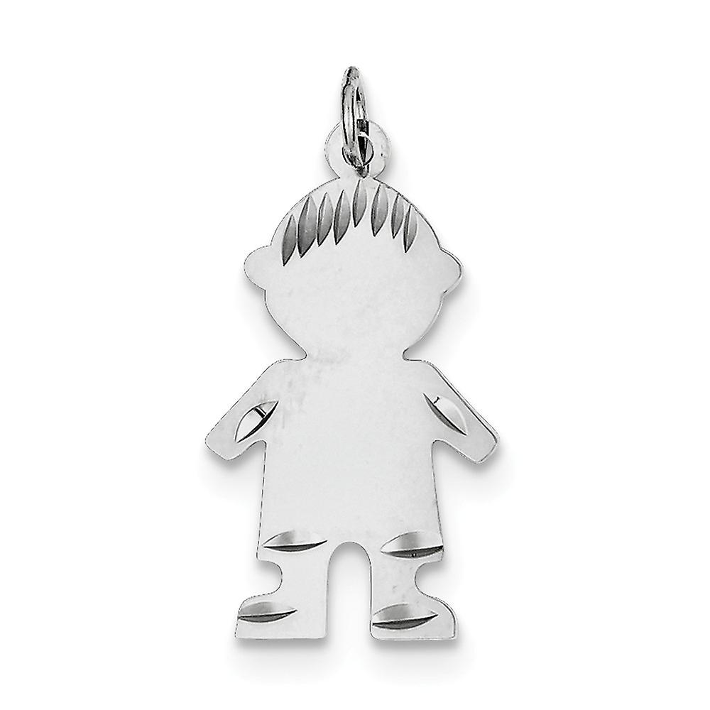 925 Sterling Silver Solid Polished Engraveable Disc Charm 32x16mm Wide Pendant Necklace for Women