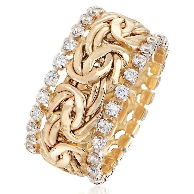 1pc Vintage Golden Braided Rhinestone Ring For Men