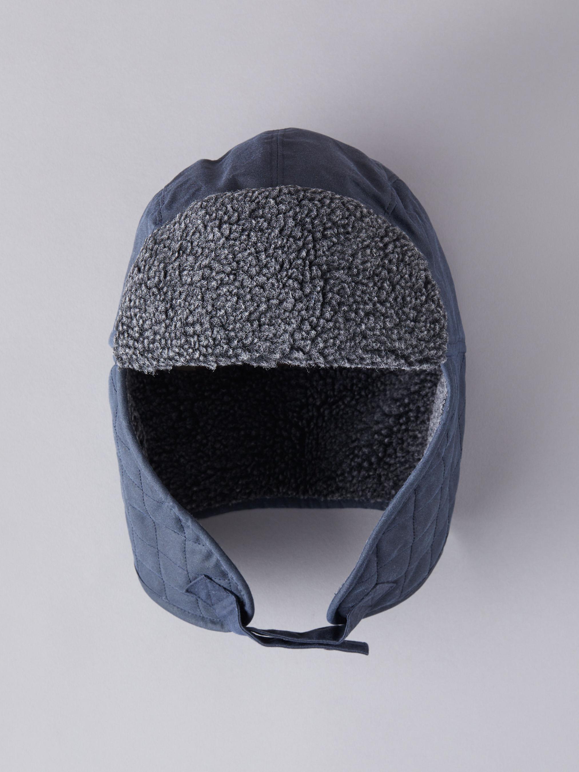 Wax Quilted Trapper Hat in Navy