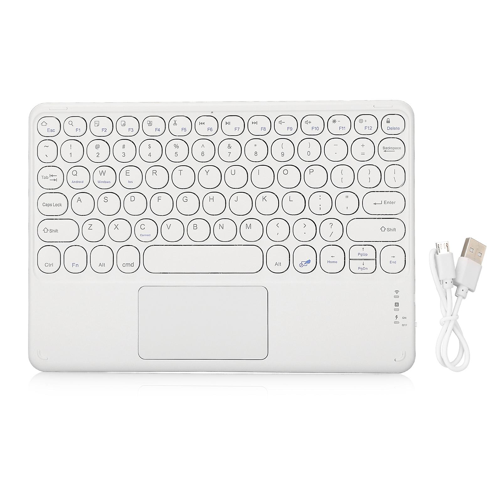 Wireless Bluetooth Keyboard Round Keycap Ergonomic Design Smart Touch Ultra Thin White 10in Wireless Keyboard
