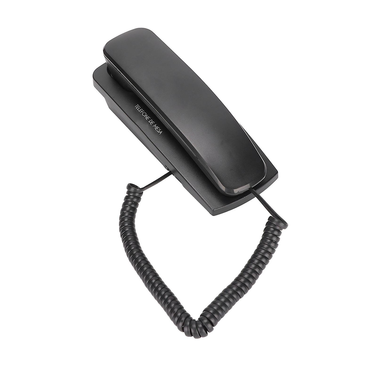 KXT1042 Wall Phone Wired Fixed Telephone with Mute Redial Function Distribution Interface Oval Button Design(Black )