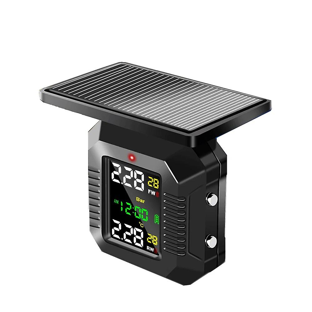 Solar Digital Motorcycles Tpms Tire Pressure Monitoring System Solar Power Lcd Display Usb Power Security Alarm 433.92mhz Sensor