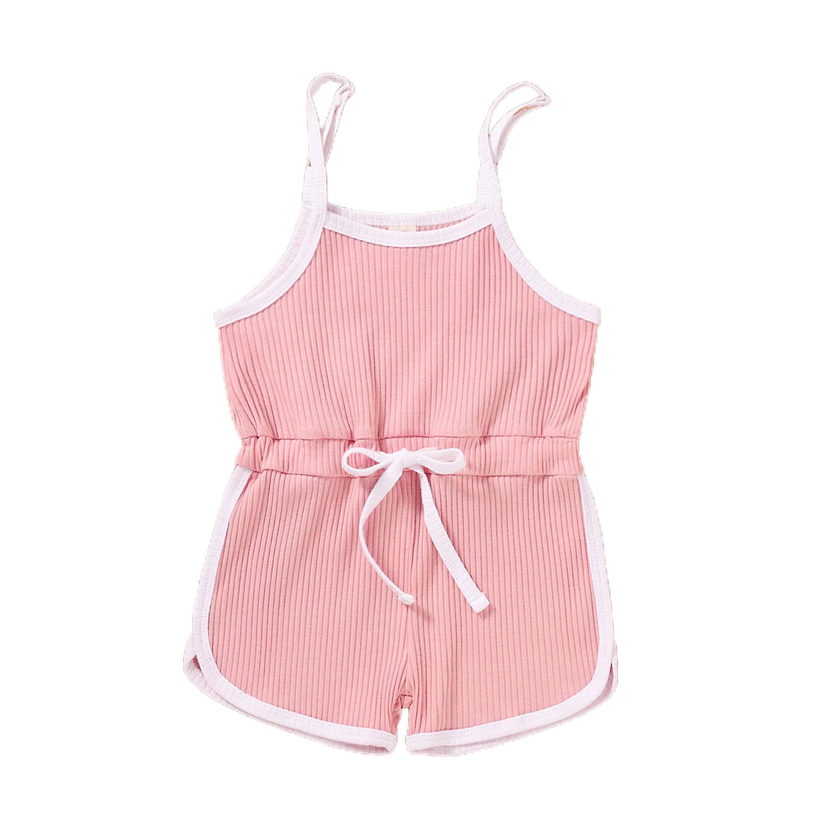 Fianao Jumpsuit Sling Solid Color Mini Kids Pit Stripes Short Romper for Outdoor