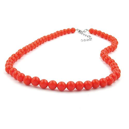 Chain 8mm plastic beads orange-red-shiny 45cm