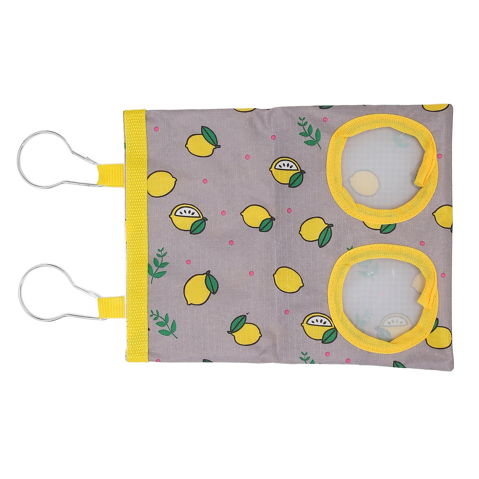 Pet Hanging Hay Feeder Bag 2 Holes Lemon Pattern for Rabbits