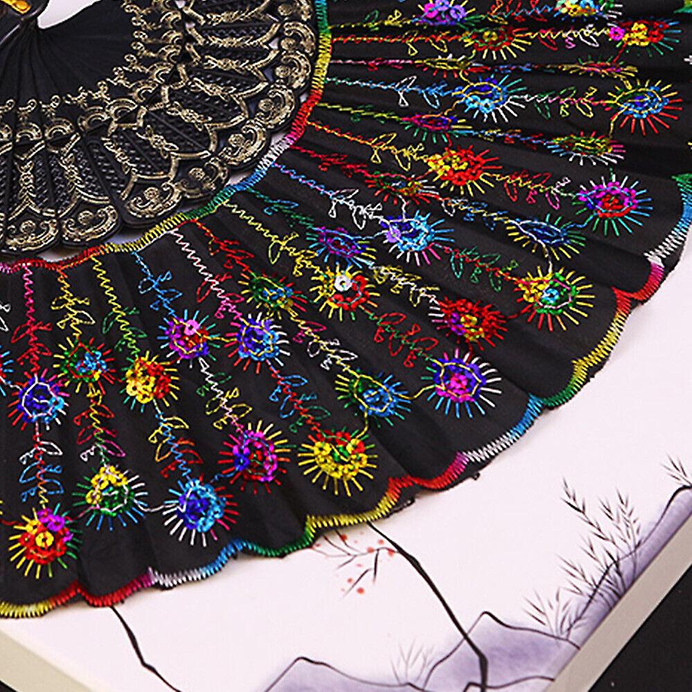 Hand Fan Pattern Folding Sequin Embroidered Peacock Wedding for Dance Party