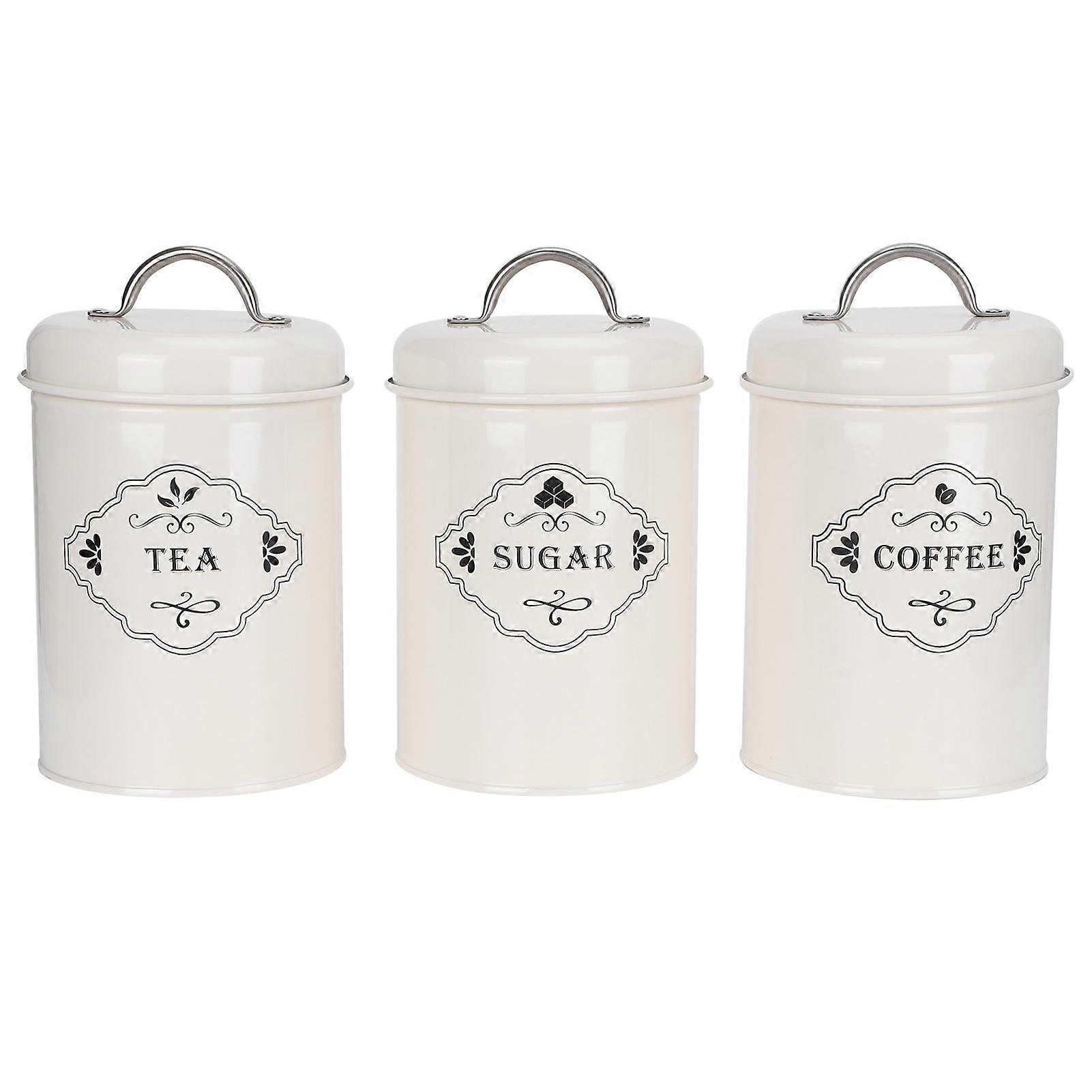3Pcs/Set Kitchen Storage Jars Sugar Coffee Tea Canisters Food Sealed Storage Container