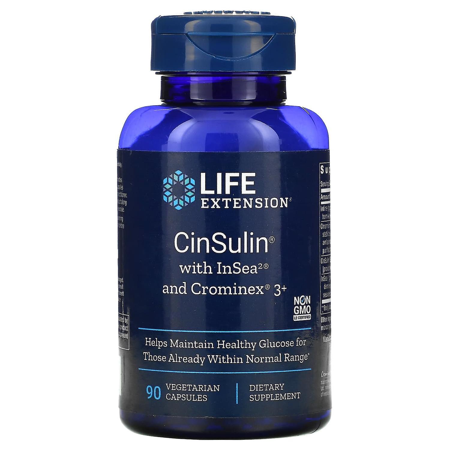 Life Extension, CinSulin with InSea2 and Crominex 3+, 90 Vegetarian Capsules