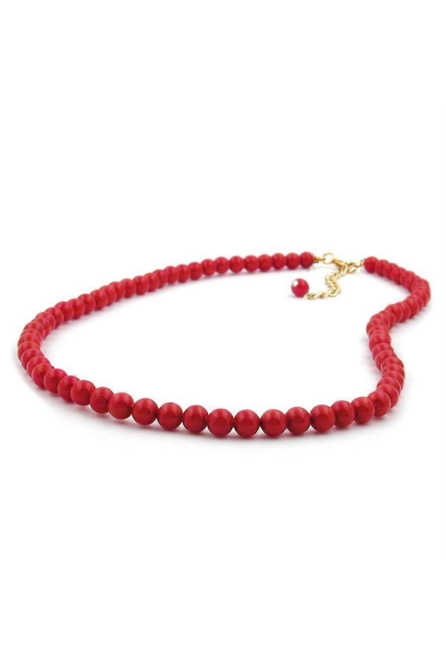 Necklace Red Beads 6mm Glossy - Gl06422