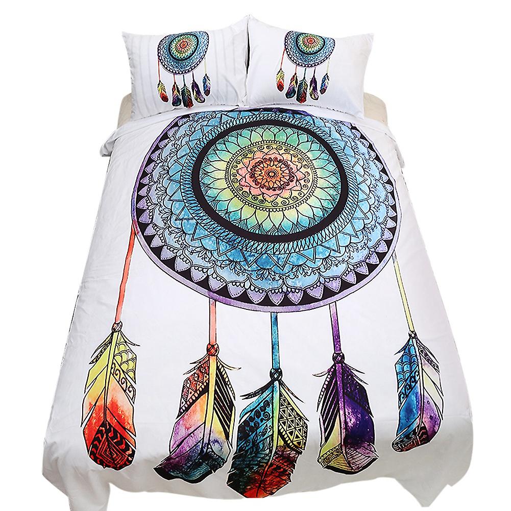 3pcs\/set Dream Catcher Pattern Duvet Cover Pillow Cases Soft Bedding Set (US Queen)