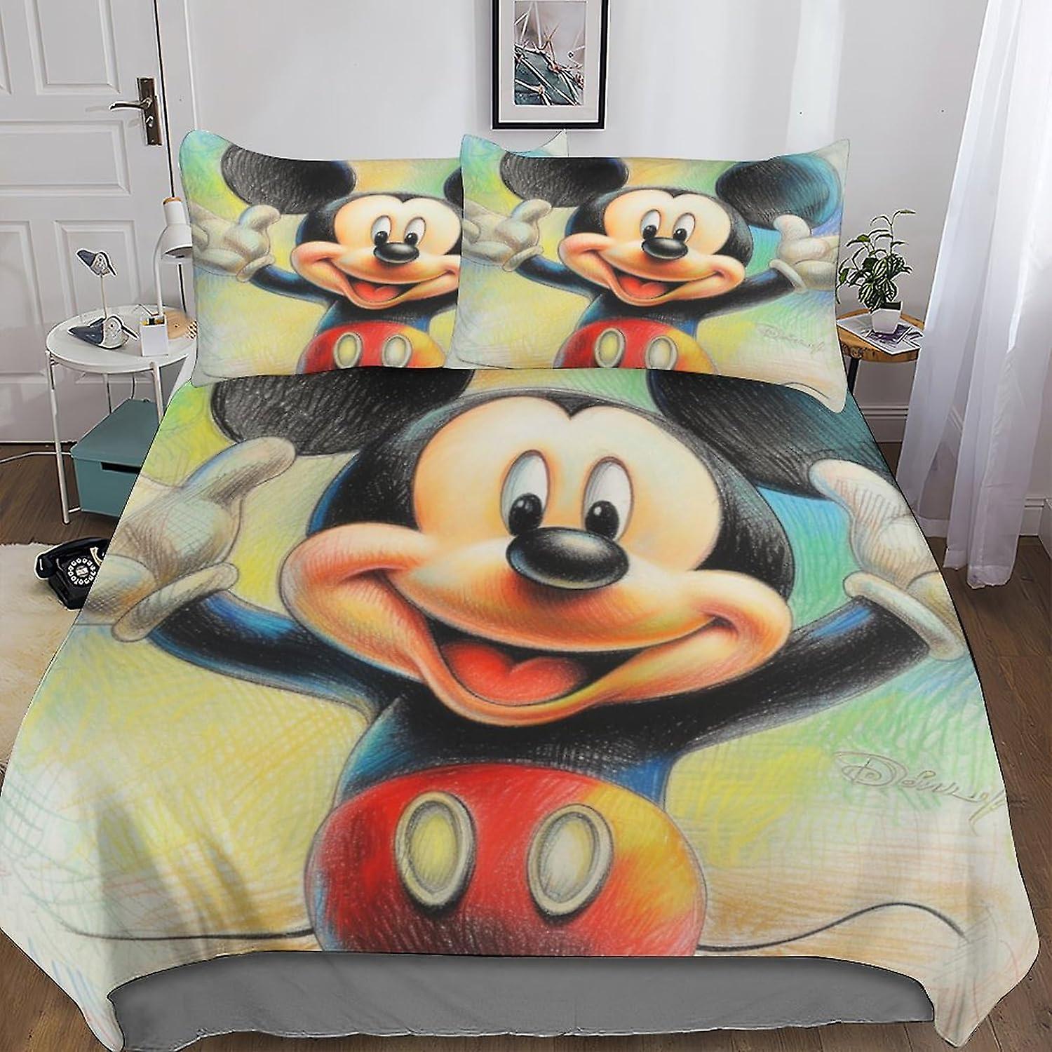 DSJackson Mickey Mouse Exclusive Bedding Sets with Hidden Zipper Closure - Luxurious 3-Piece Duvet Cover Cartoon Set with Striking 3D Print And Pillow