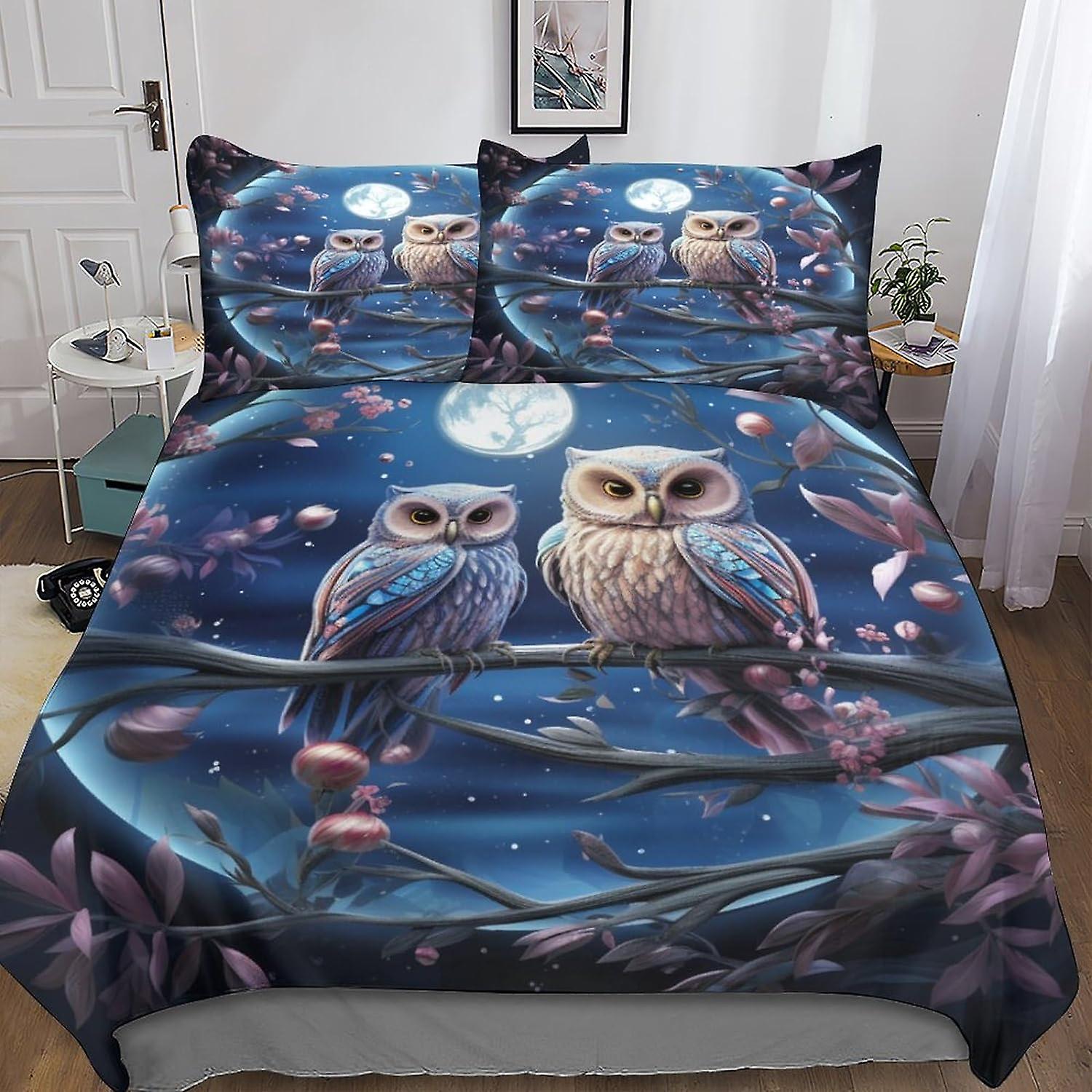Uggla Foto Påslakan Set 3D Sängkläder Set Dekorativ Mikrofiber Polyester Kärlek Djur Täcke Täcke Med Kudde Shams, Dragkedja, 3 Piece Set Quilt Cov