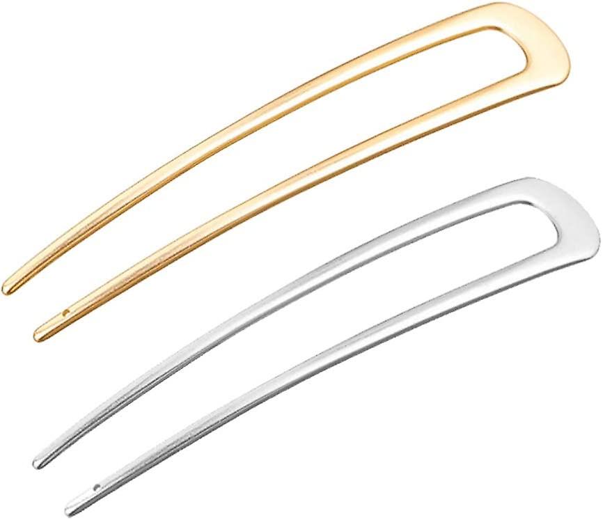 2 Pack Proste metalowe spinki do włosów w kształcie litery U Spinki do włosów w stylu francuskim Vintage Widelec Sticks dla kobiet Dziewcząt