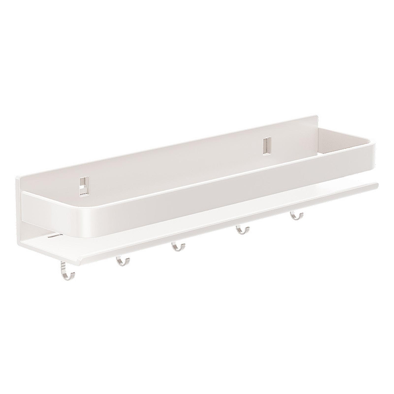 Kitchen Spice Jar Rack Wall Mounted Multifunctional Carbon Steel Widened Seasoning Storage Shelf Organizer White
