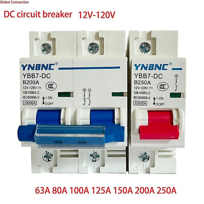 1p 2p 80a 100a 125a 150a 200a 250a Dc Circuit Breaker For 12v 24v 36v 48v 60v 72v 120v Solar Cells