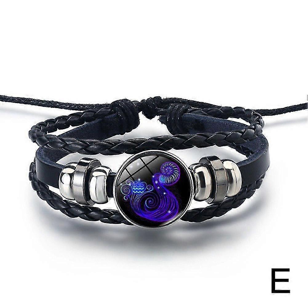 Βραχιόλι Serene Manifestation 12Constellations Gemstone Leather Βελτιώστε την ενέργεια
