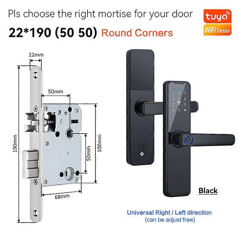 K7 Fechadura Eletronico Digital Biometric Black Smart Lock Tuya App Déverrouillage à distance Wifi Lock Électronique Smart Door Lock