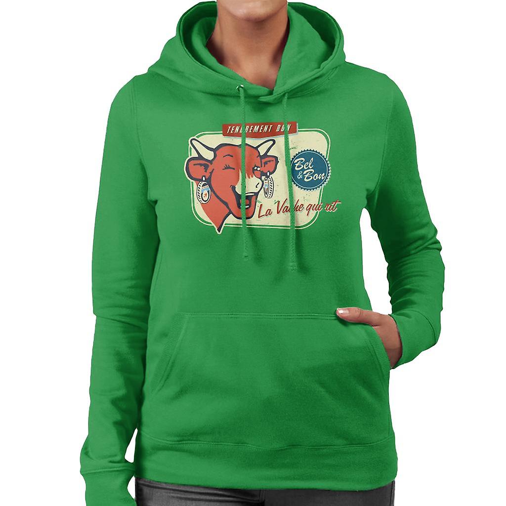 The Laughing Cow La Vache Qui Rit Retro Distressed Women's Hooded Sweatshirt