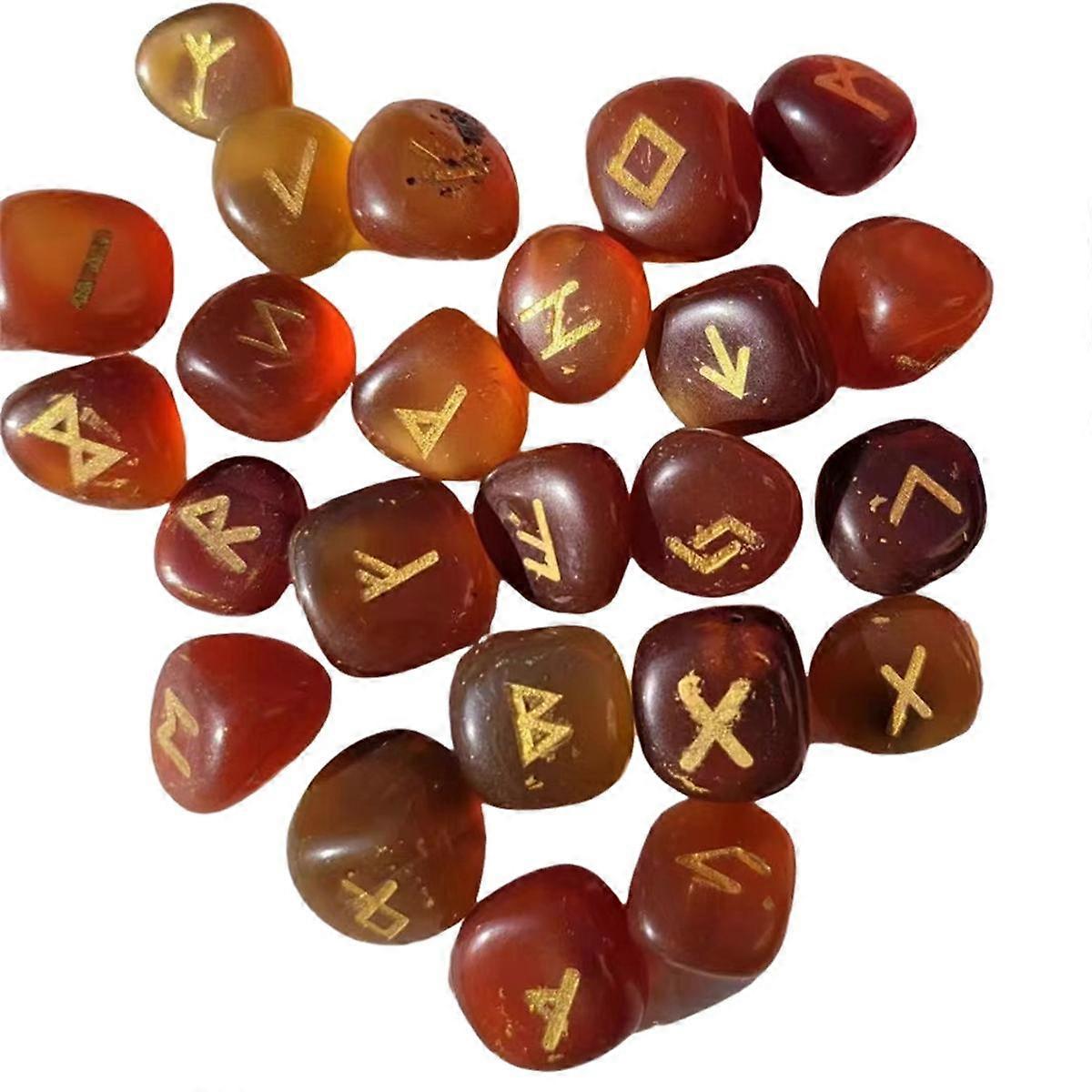 25pcs Natural Rune Stone Irregular Divination Rune Gift Decoration Red
