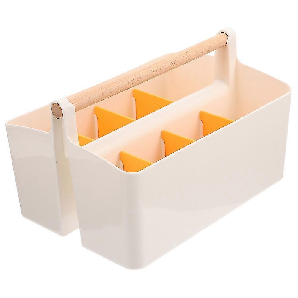 Large Portable Storage Holder with Handle Storage Organizer Bin with Dividers Desktop Box