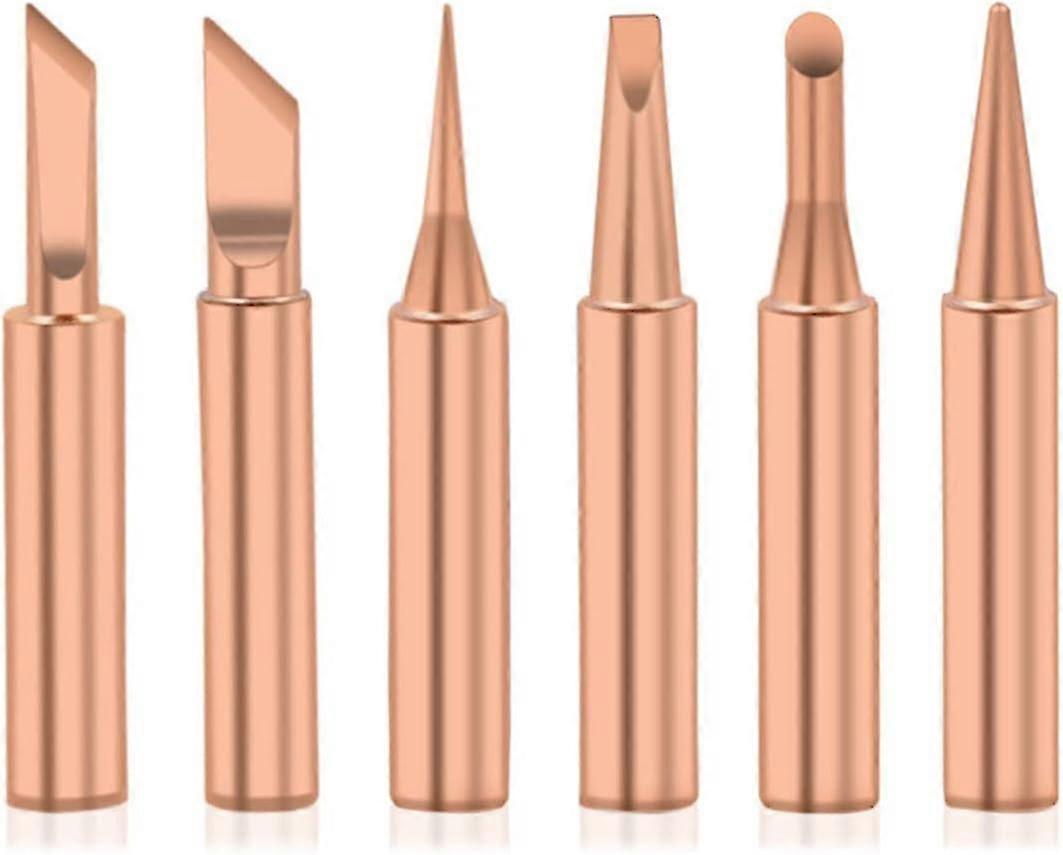 For 2024 6pcs 900m-t Soldering Tips, Pure Copper Lead-Free Soldering Iron Tip for Rework Station, Soldering Tips, Soldering Head, Soldering Tool for P