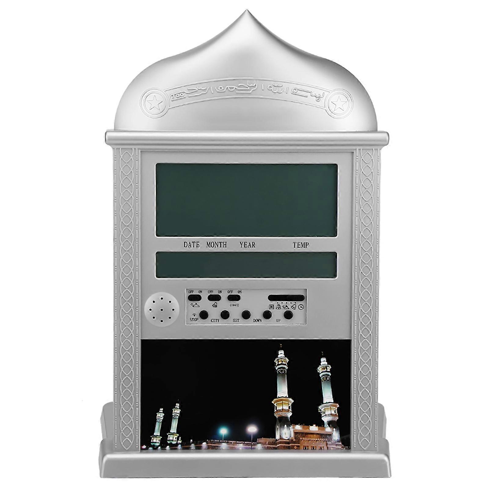 Silver 1Pc Muslim Islamic Prayer Praying Azan Athan Alarm Wall Clock Small